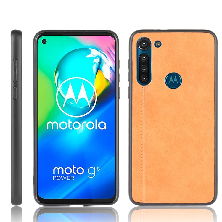 PU Leather Coated PC + TPU Case for Motorola Moto G8 Power (EU Version) - Brown-1