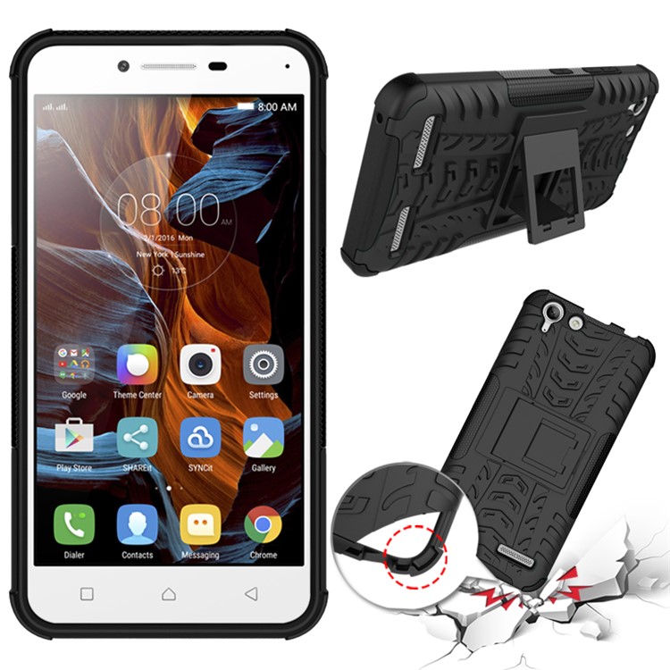 Solid PC + TPU Hybrid Case with Kickstand for Lenovo Vibe K5 Plus / Vibe K5 - Black-2