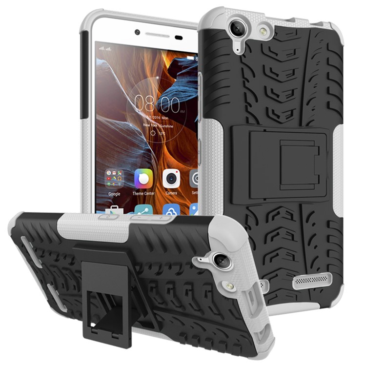Solid PC + TPU Hybrid Shell with Kickstand for Lenovo Vibe K5 Plus / Vibe K5 - White-1