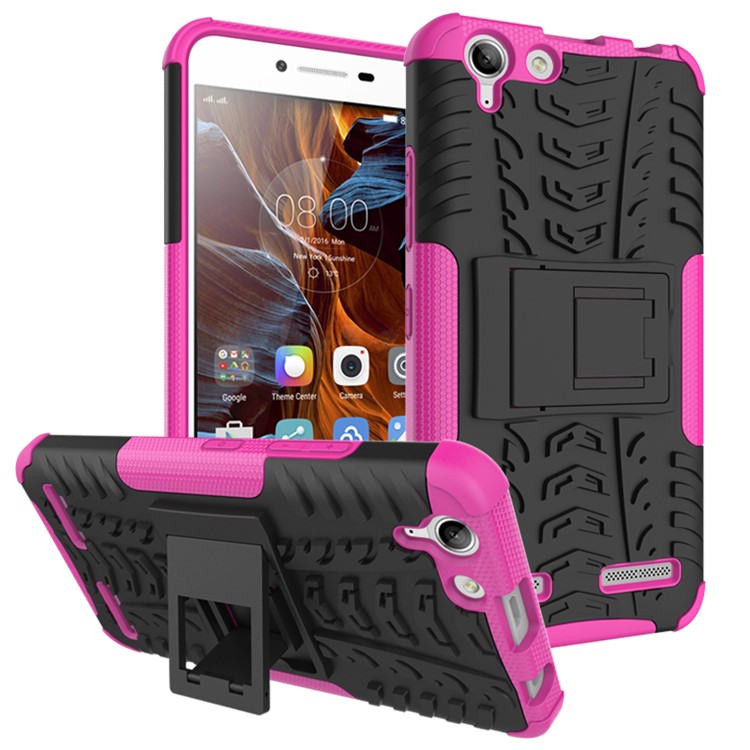 Solid PC + TPU Hybrid Case Cover with Kickstand for Lenovo Vibe K5 Plus / Vibe K5 - Rose-1