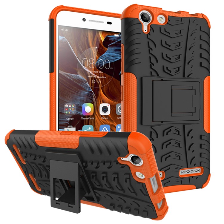 Solid PC + TPU Hybrid Phone Case with Kickstand for Lenovo Vibe K5 Plus / Vibe K5 - Orange-1
