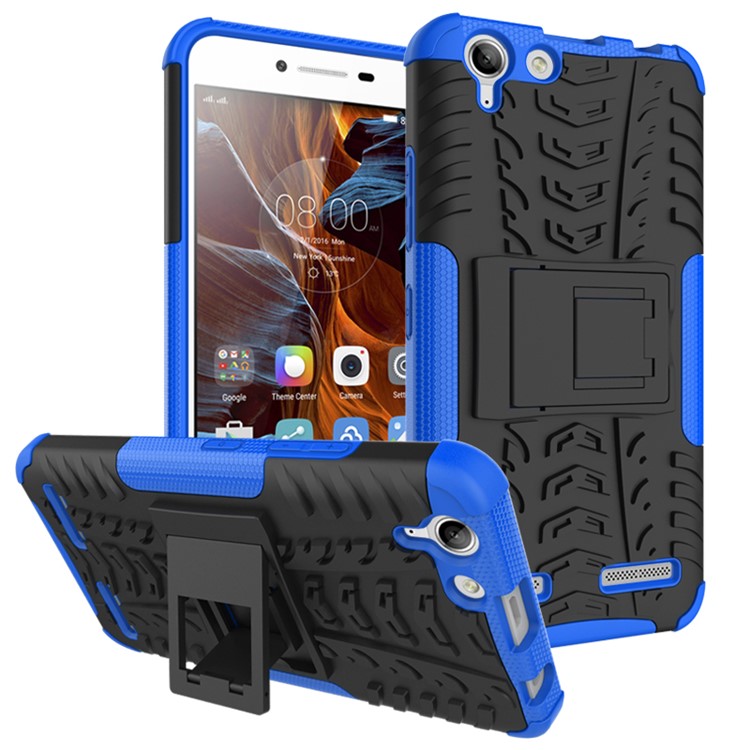 Solid PC + TPU Hybrid Cover Shell with Kickstand for Lenovo Vibe K5 Plus / Vibe K5 - Blue-1
