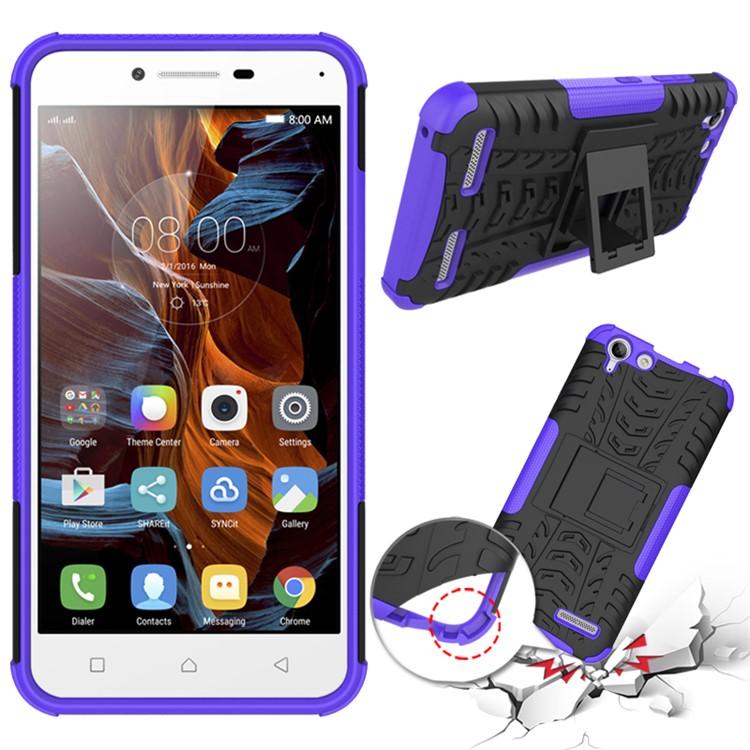 Solid PC + TPU Hybrid Case with Kickstand for Lenovo Vibe K5 Plus / Vibe K5 - Purple-2