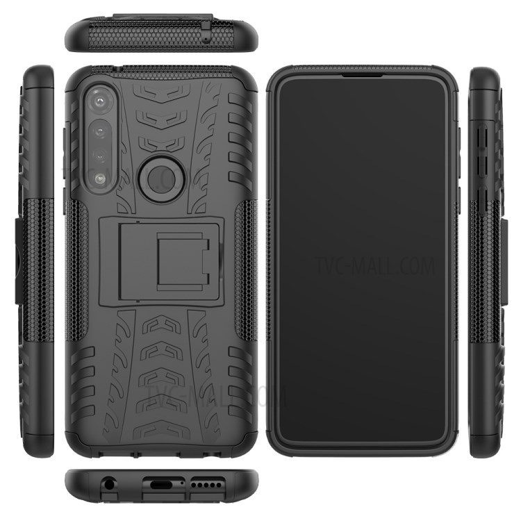 Cool Tyre Pattern PC + TPU Combo Shell with Kickstand for Motorola Moto G Power - Black-2