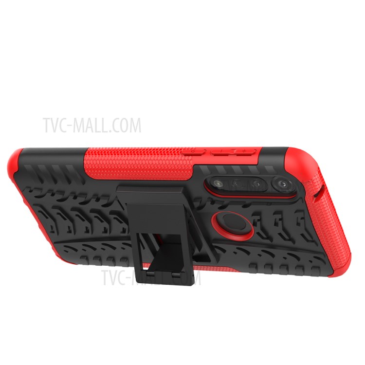Cool Tyre Pattern PC + TPU Combo Shell with Kickstand for Motorola Moto G Power - Red-6