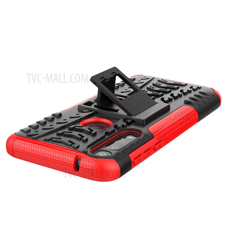 Cool Tyre Pattern PC + TPU Combo Shell with Kickstand for Motorola Moto G Power - Red-8