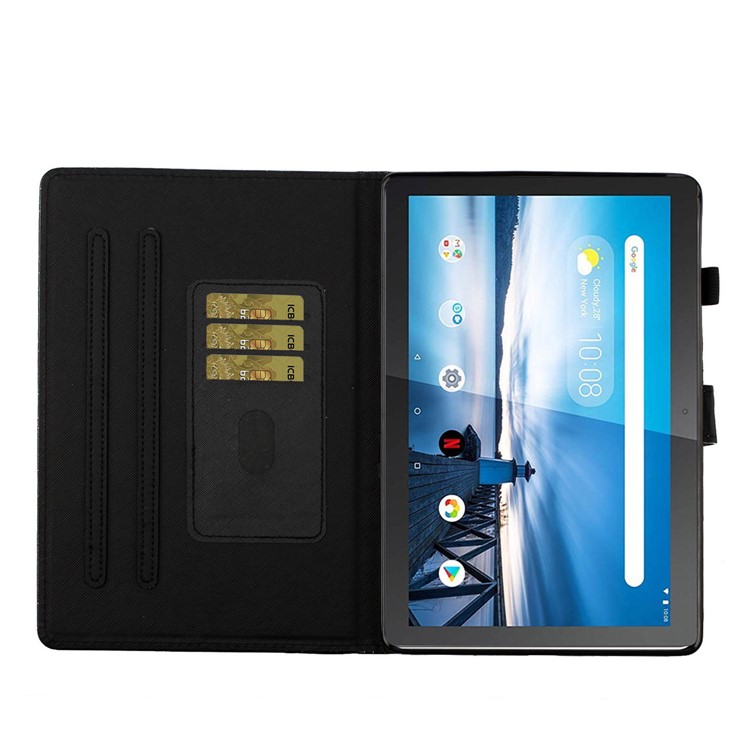 Flash Powder Leather Stand Case for Lenovo Tab M10 TB-X605F/X505 - Black-7