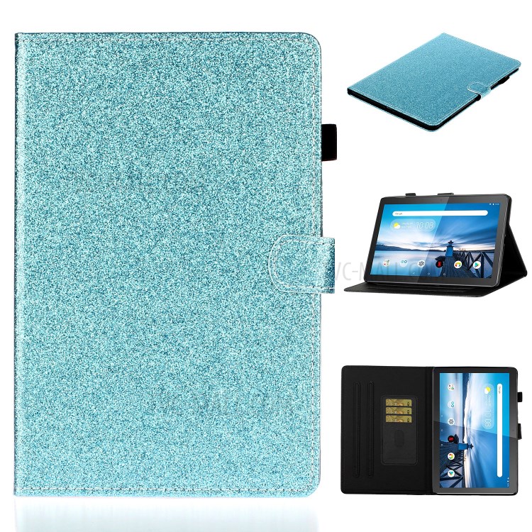Flash Powder Leather Stand Case for Lenovo Tab M10 TB-X605F/X505 - Blue-1