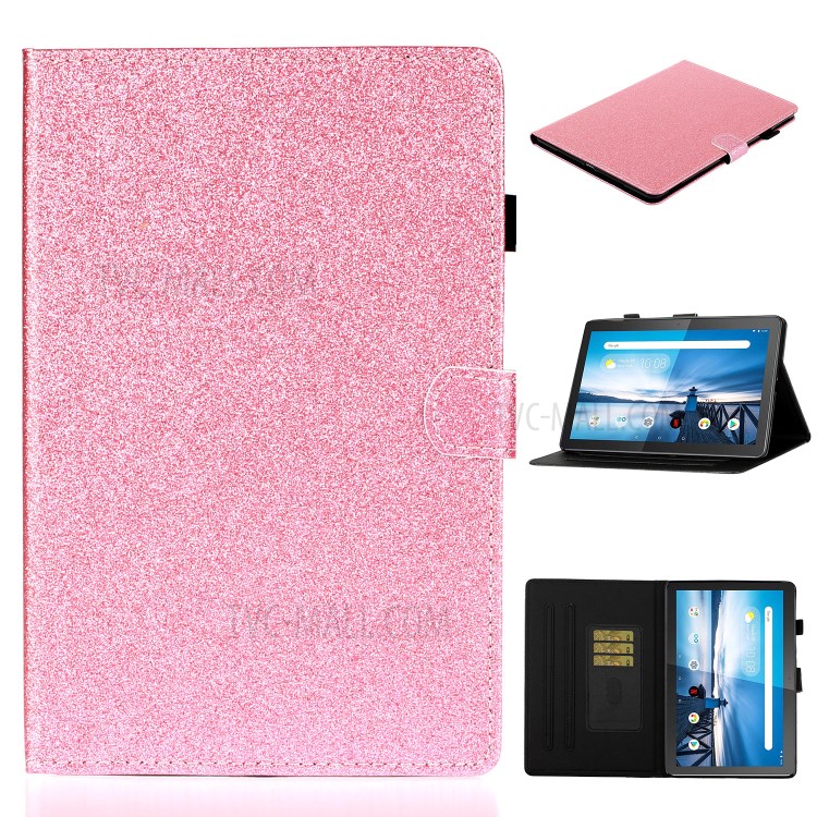 Flash Powder Leather Stand Case for Lenovo Tab M10 TB-X605F/X505 - Pink-1