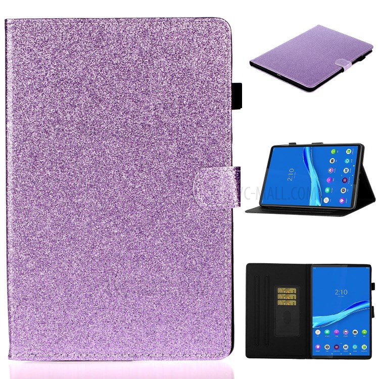 Flash Powder Smart PU Leather Tablet Stand Cover for Lenovo Tab Tab M10 TB-X605F/M10 Plus TB-X606F - Purple-1