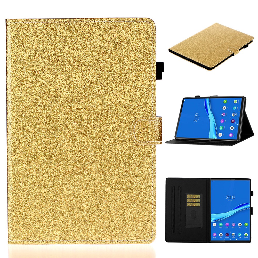 Flash Powder Smart PU Leather Tablet Stand Cover for Lenovo Tab M10 Plus TB-X606F - Yellow-1