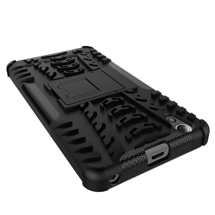 PC TPU Phone Cover for Lenovo A6000/A6000 Plus with Kickstand - Black-3