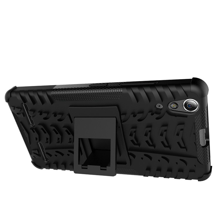 PC TPU Phone Cover for Lenovo A6000/A6000 Plus with Kickstand - Black-4