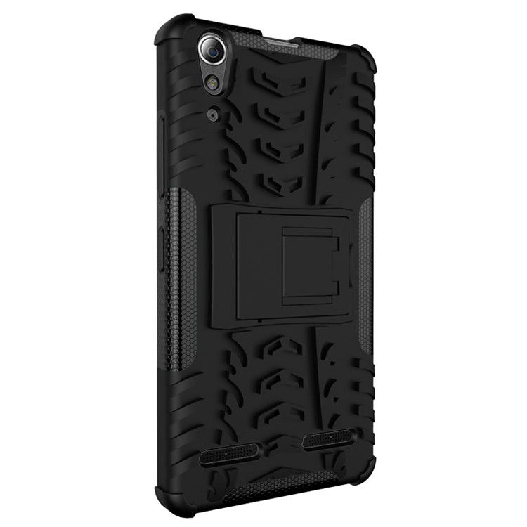 PC TPU Phone Cover for Lenovo A6000/A6000 Plus with Kickstand - Black-5