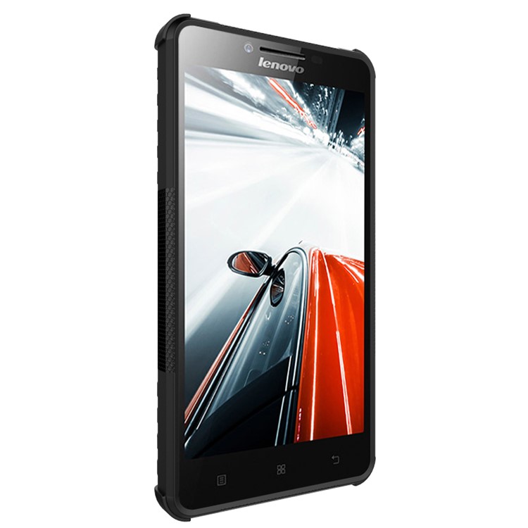 PC TPU Phone Cover for Lenovo A6000/A6000 Plus with Kickstand - Black-6