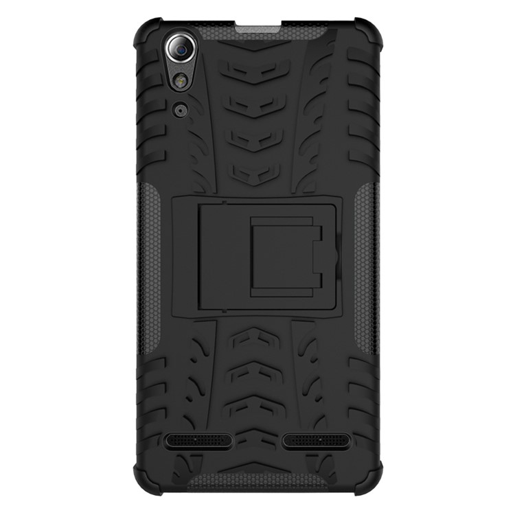 PC TPU Phone Cover for Lenovo A6000/A6000 Plus with Kickstand - Black-7