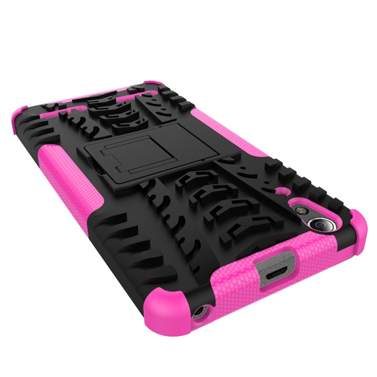 PC TPU Phone Shell for Lenovo A6000/A6000 Plus with Kickstand - Rose-3