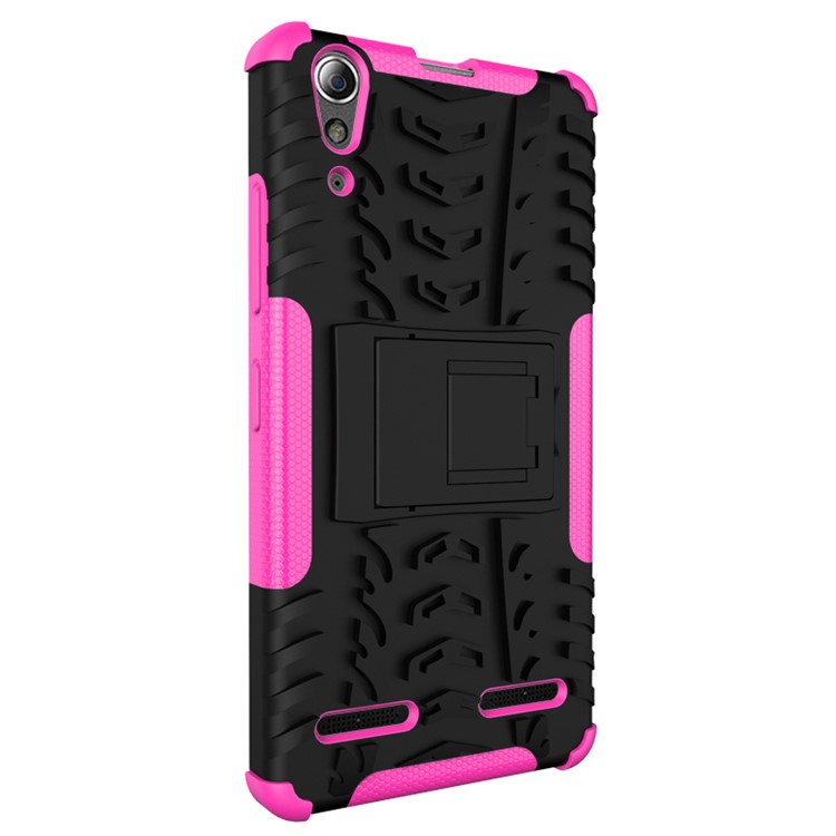 PC TPU Phone Shell for Lenovo A6000/A6000 Plus with Kickstand - Rose-5