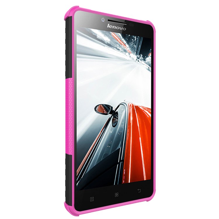 PC TPU Phone Shell for Lenovo A6000/A6000 Plus with Kickstand - Rose-6