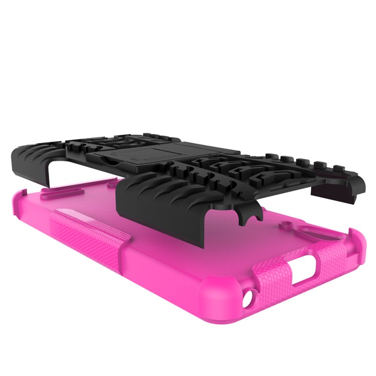 PC TPU Phone Shell for Lenovo A6000/A6000 Plus with Kickstand - Rose-9