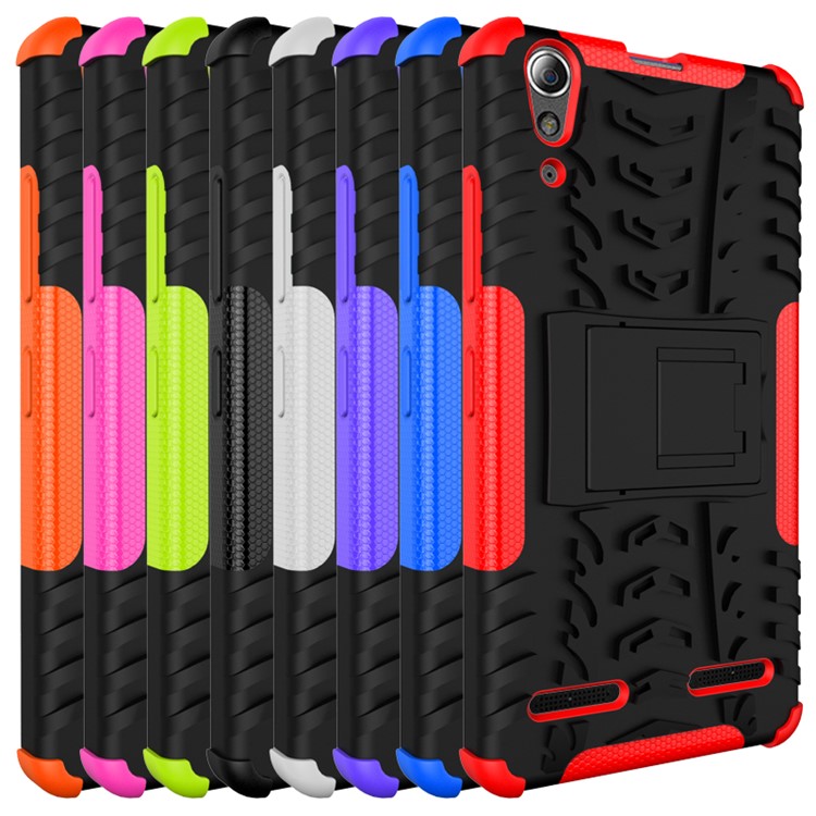 PC TPU Phone Cover for Lenovo A6000/A6000 Plus with Kickstand - Green-10