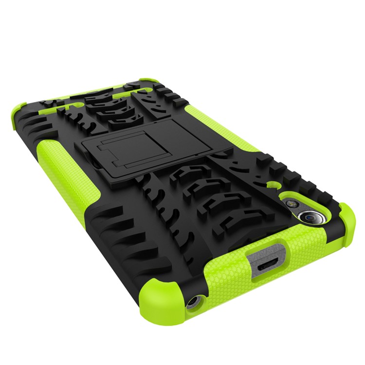 PC TPU Phone Cover for Lenovo A6000/A6000 Plus with Kickstand - Green-3