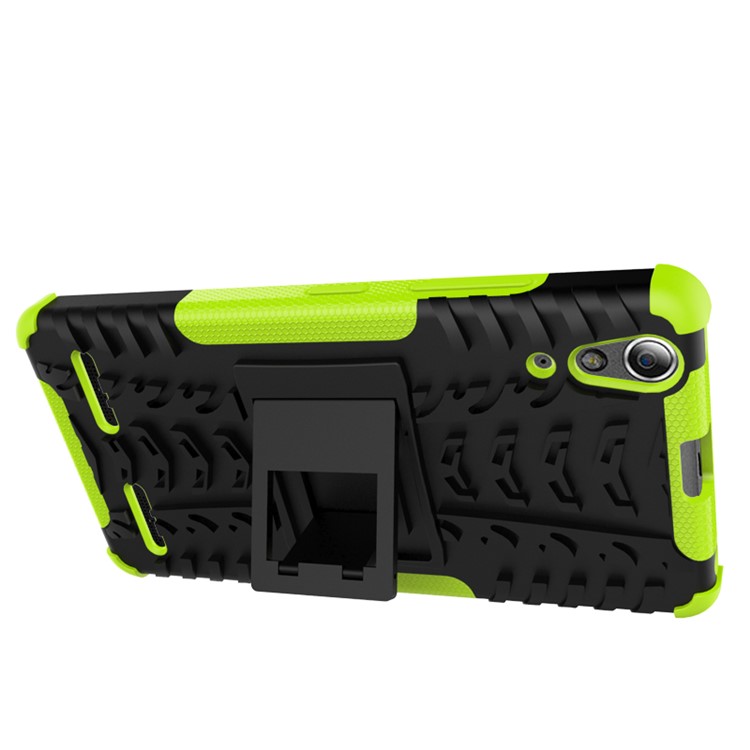 PC TPU Phone Cover for Lenovo A6000/A6000 Plus with Kickstand - Green-4