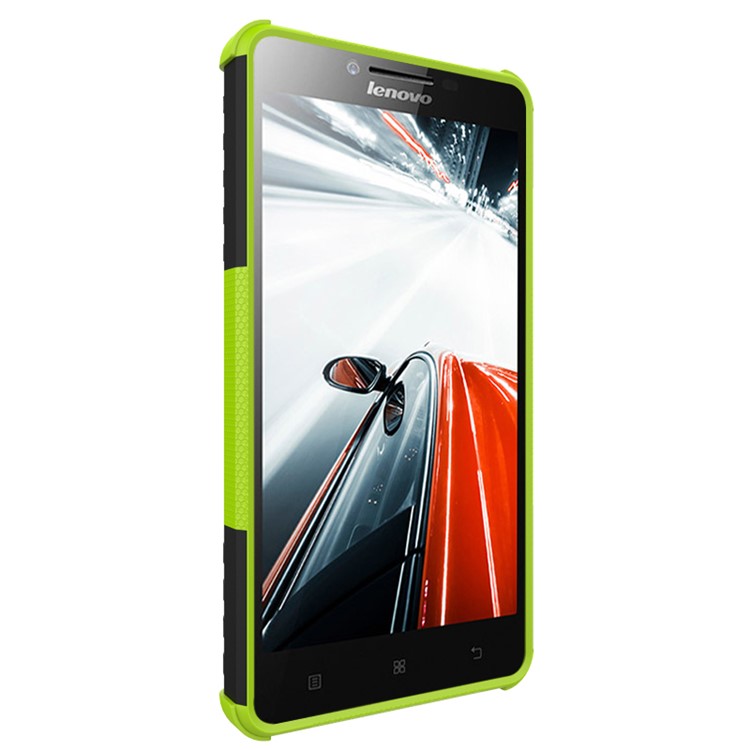 PC TPU Phone Cover for Lenovo A6000/A6000 Plus with Kickstand - Green-6