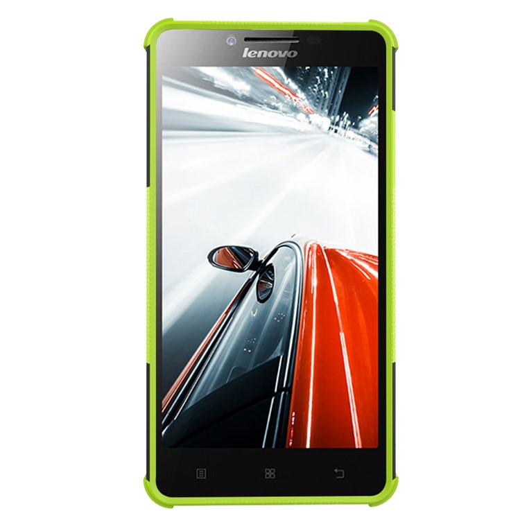 PC TPU Phone Cover for Lenovo A6000/A6000 Plus with Kickstand - Green-8