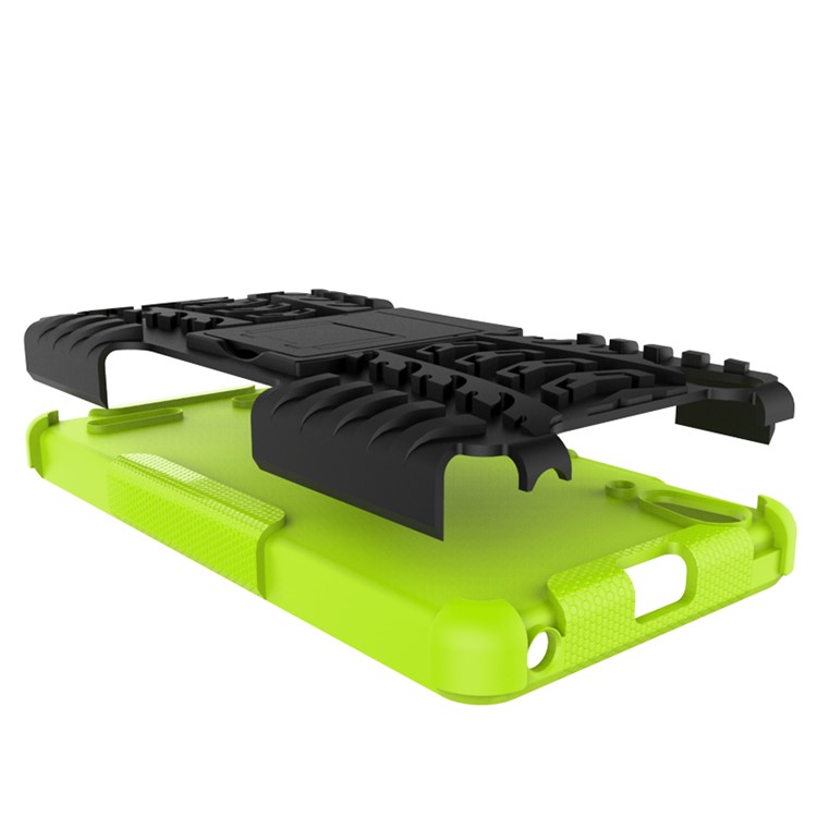 PC TPU Phone Cover for Lenovo A6000/A6000 Plus with Kickstand - Green-9
