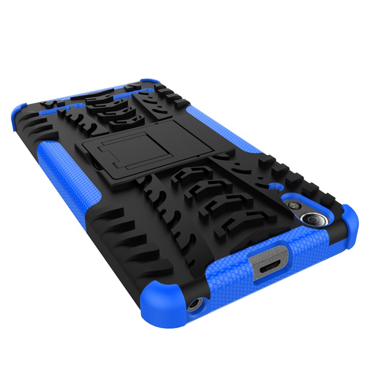 PC TPU Protective Cover for Lenovo A6000/A6000 Plus with Kickstand - Blue-3