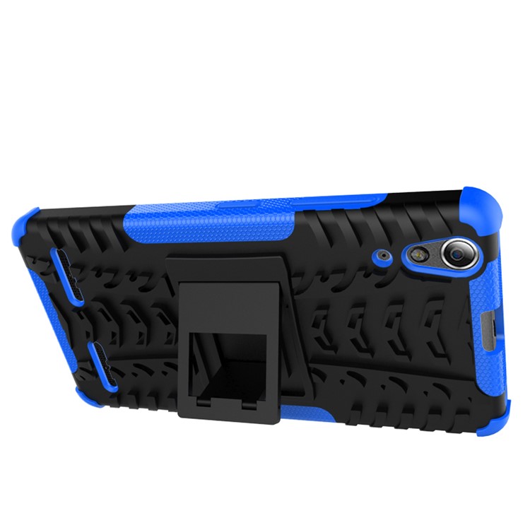 PC TPU Protective Cover for Lenovo A6000/A6000 Plus with Kickstand - Blue-4