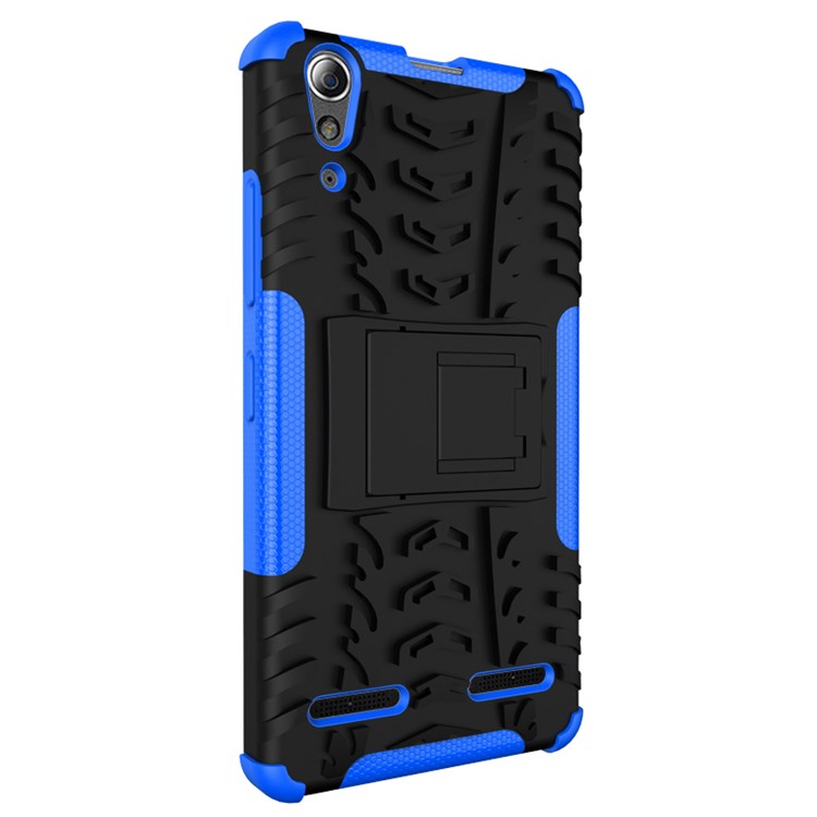 PC TPU Protective Cover for Lenovo A6000/A6000 Plus with Kickstand - Blue-5