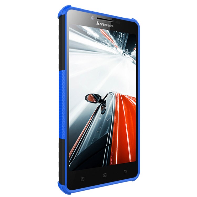 PC TPU Protective Cover for Lenovo A6000/A6000 Plus with Kickstand - Blue-6