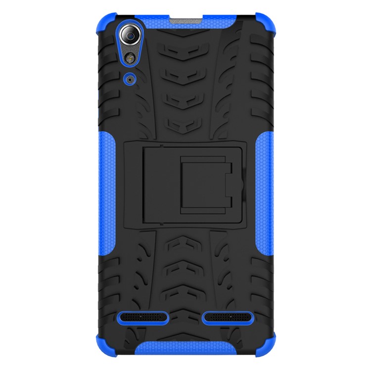 PC TPU Protective Cover for Lenovo A6000/A6000 Plus with Kickstand - Blue-7