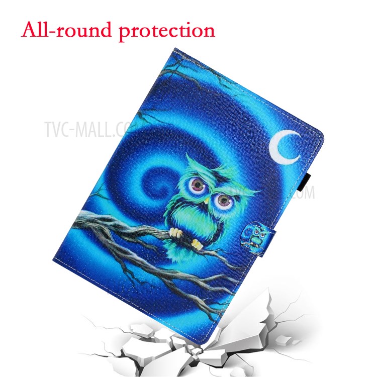 Pattern Printing Card Slots Stand Leather Protective Case for Lenovo Tab M10 TB-X605F/M10 Plus TB-X606F - Owl-3