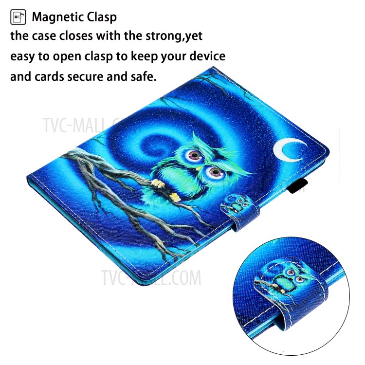 Pattern Printing Card Slots Stand Leather Protective Case for Lenovo Tab M10 TB-X605F/M10 Plus TB-X606F - Owl-4