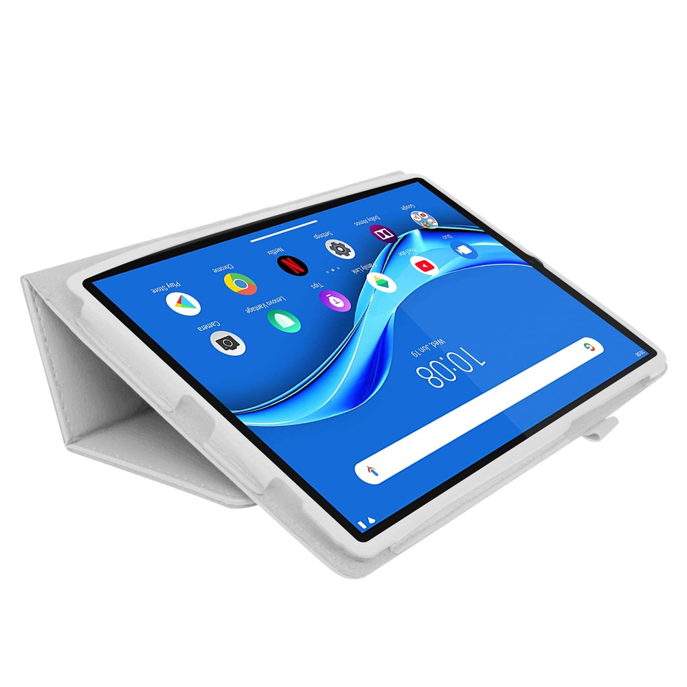Litchi Texture Leather Stand Protection Cover for Lenovo Tab M10 Plus TB-X606F - White-2