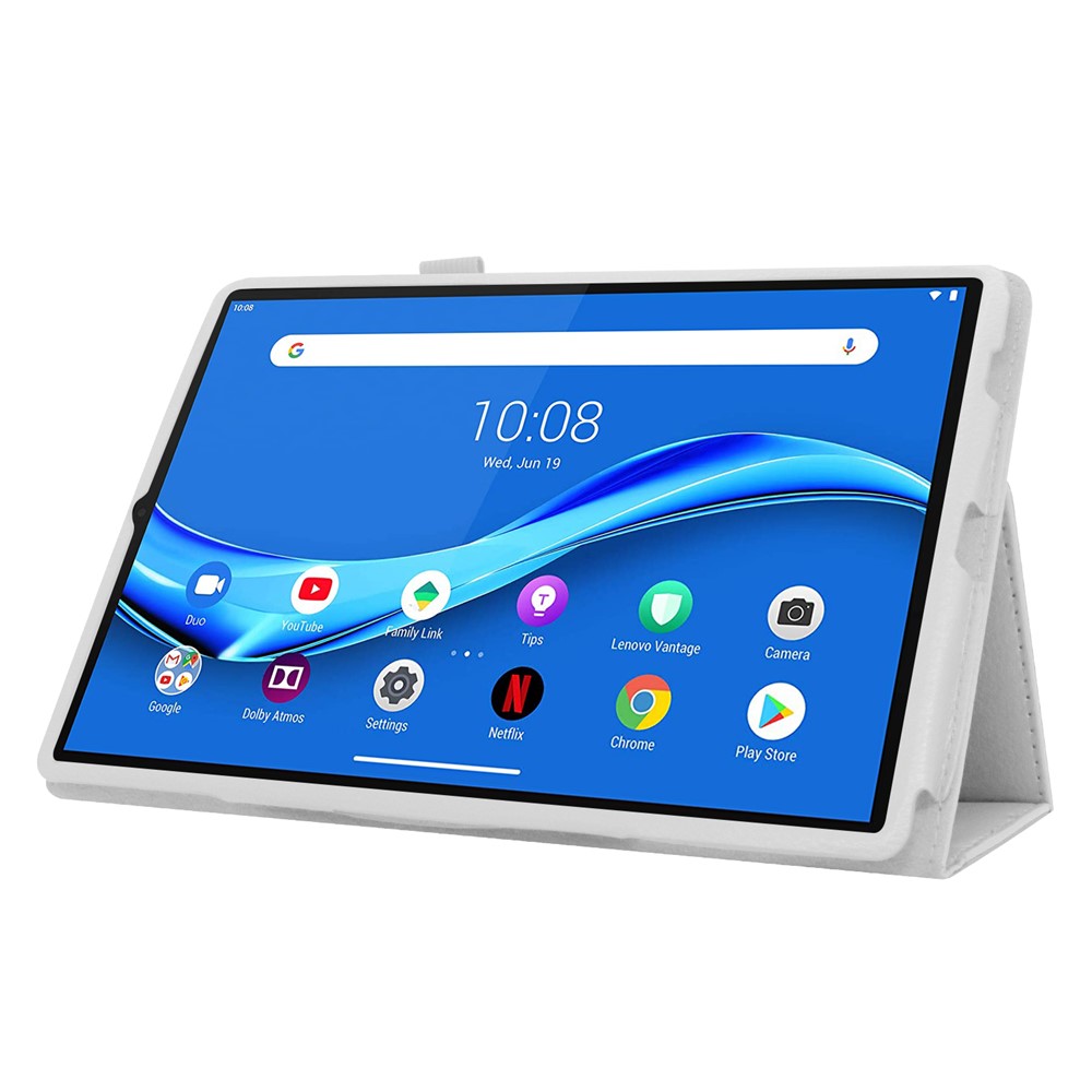 Litchi Texture Leather Stand Protection Cover for Lenovo Tab M10 Plus TB-X606F - White-3