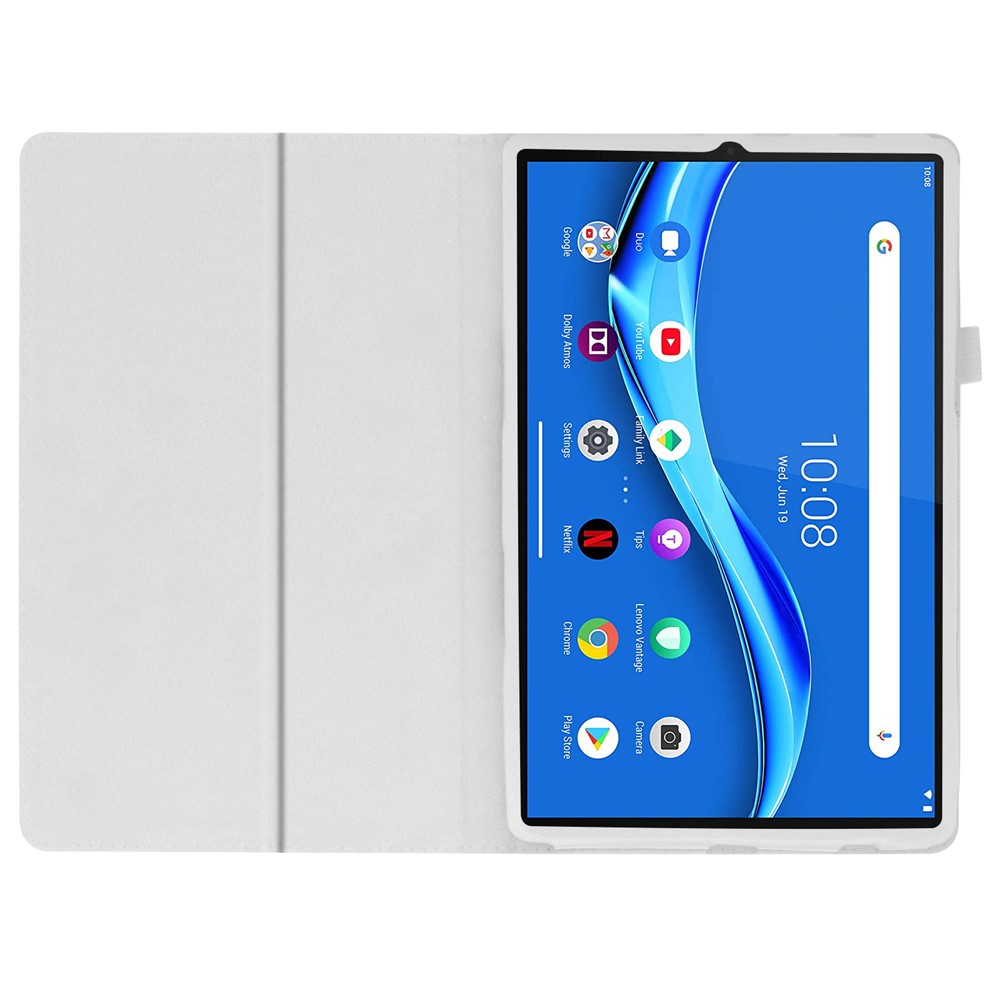 Litchi Texture Leather Stand Protection Cover for Lenovo Tab M10 Plus TB-X606F - White-5