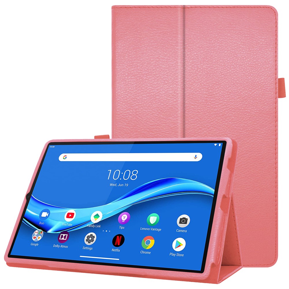 Litchi Texture Leather Stand Protection Cover for Lenovo Tab M10 Plus TB-X606F - Pink-1