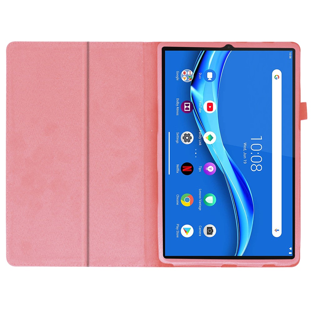 Für Lenovo Tab M10 Plus TB-X606F PU Leder Hülle Schockdichte Flip Tablet Deckung Mit Ständer Elastischer Bleistifthalter - Rosa-5