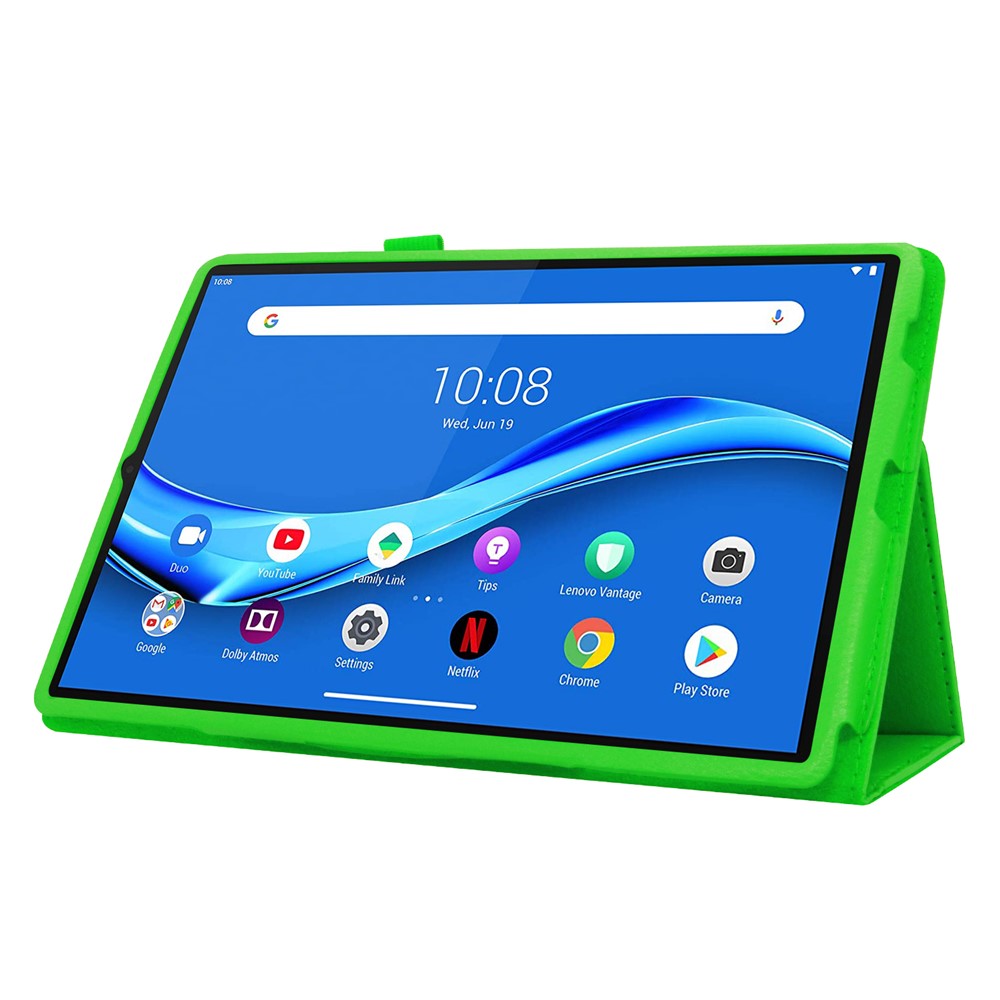 Litchi Texture Leather Stand Protection Cover for Lenovo Tab M10 Plus TB-X606F - Green-3