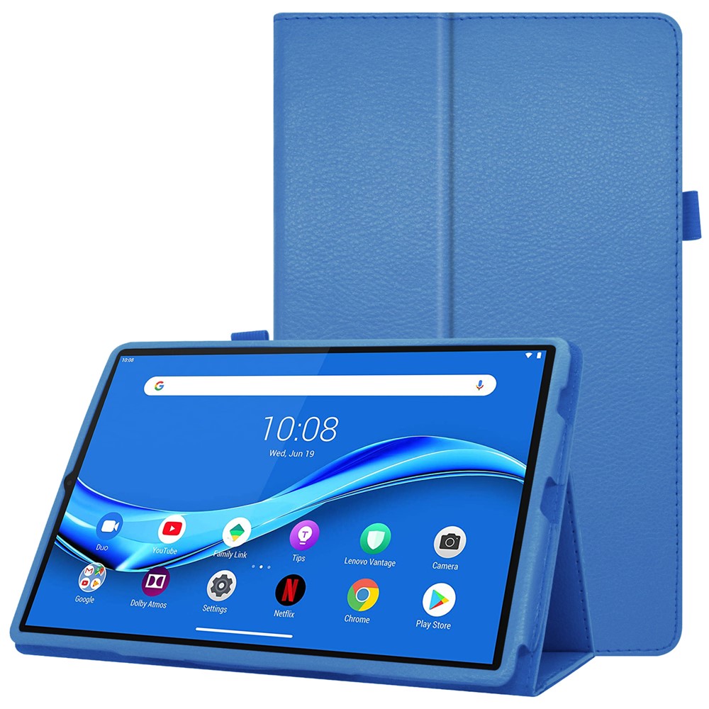 Litchi Texture Leather Stand Protection Cover for Lenovo Tab M10 Plus TB-X606F - Baby Blue-1