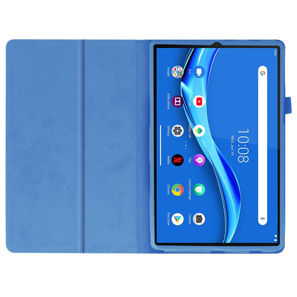 Für Lenovo Tab M10 Plus TB-X606F PU Leder Hülle Schockdichte Flip Tablet Deckung Mit Ständer Elastischer Bleistifthalter - Baby Blau