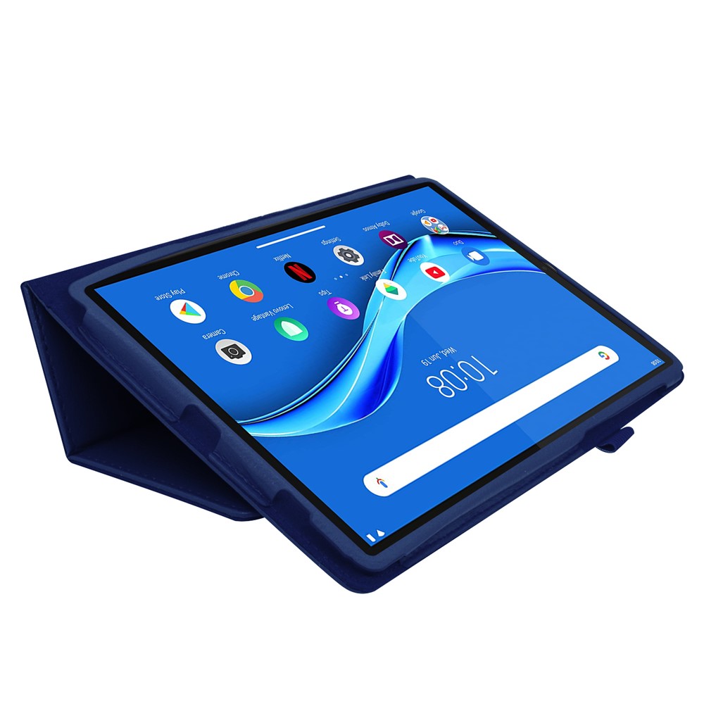 Litchi Texture Leather Stand Protection Cover for Lenovo Tab M10 Plus TB-X606F - Dark Blue-2