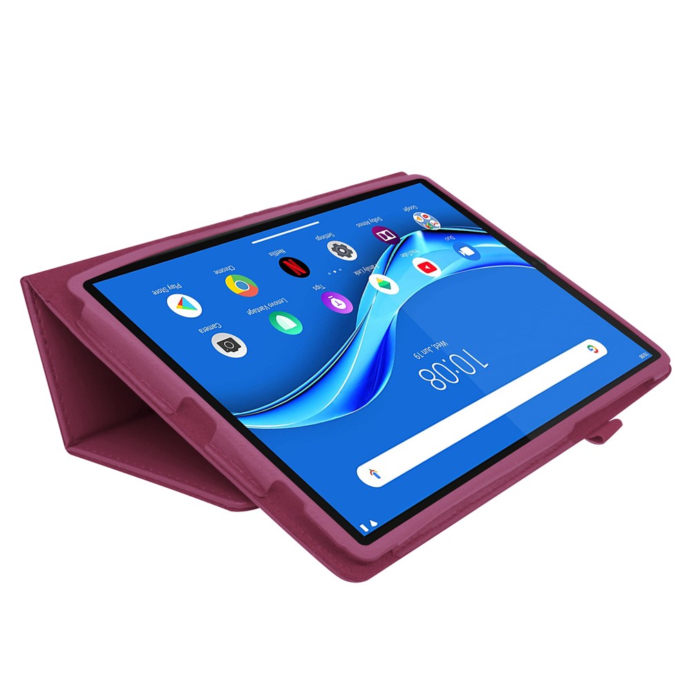 Litchi Texture Leather Stand Protection Cover for Lenovo Tab M10 Plus TB-X606F - Purple-2