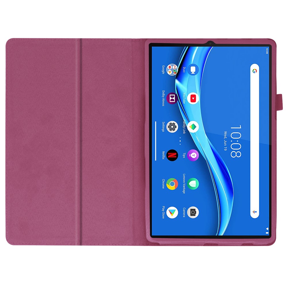 Litchi Texture Leather Stand Protection Cover for Lenovo Tab M10 Plus TB-X606F - Purple-5