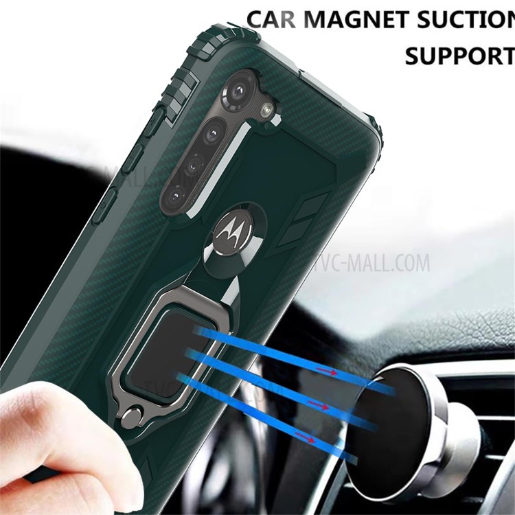 Finger Ring Kickstand Drop-proof TPU Protective Cover for Motorola Moto G8 Power - Green-6