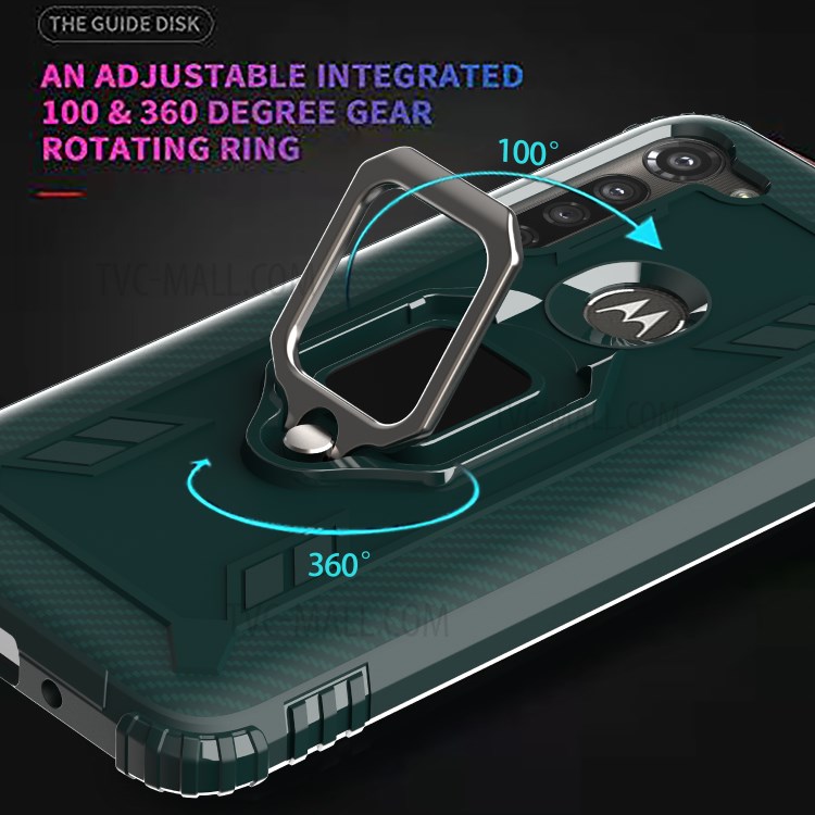 Finger Ring Kickstand Drop-proof TPU Protective Cover for Motorola Moto G8 Power - Green-8